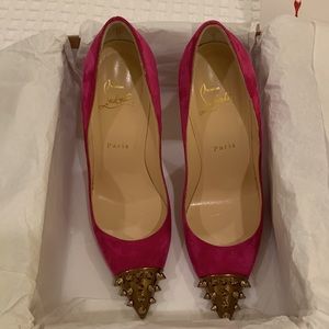 Authentic Christian Louboutin Geo Pump Veau Vel/Specchio Toe size 38.5